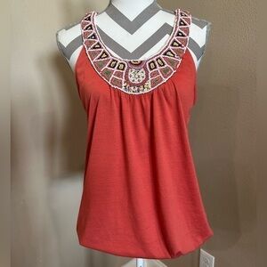 AMERICAN RAG, ANTHROPOLOGIE Jersey Knit Beaded Tank Top